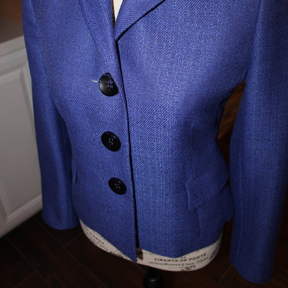 Blue Weave Pattern Blazer - Picture 4 of 12